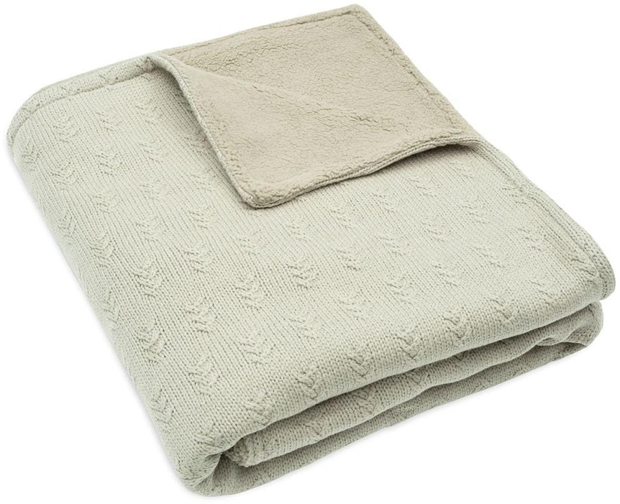 Jollein 517-522-67050 Kinderdecke Strickdecke mit Teddyfell Grain Knit Olive (100x150 cm) Bild 1