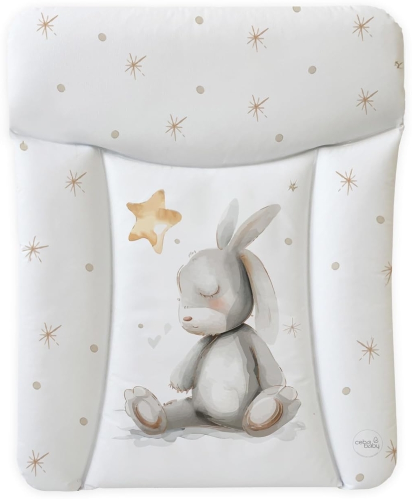 Ceba Baby® weiche Wickelauflage 50x70 cm - Baby Wickelunterlage - Wickeltischauflage für Junge und Mädchen - Wasserdicht, abwaschbar - OEKO-TEX® Standard 100 - Made in EU - Schlafhase Bild 1