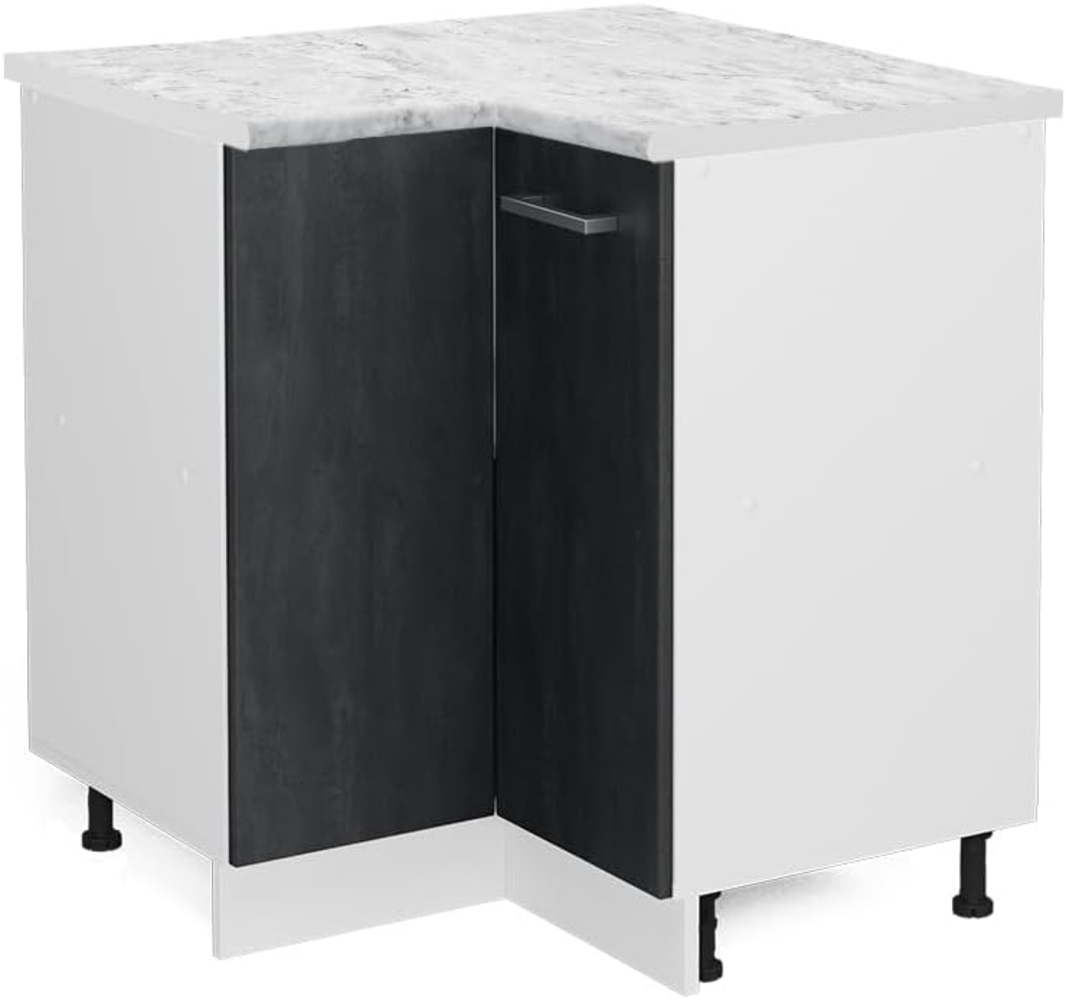 Vicco Eckschrank R-Line, Schwarz Beton/Weiß, 75. 6 cm AP Marmor Bild 1