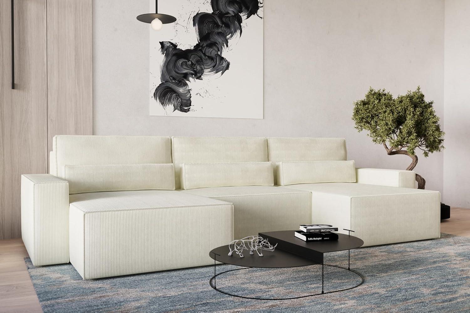 MOEBLO Wohnlandschaft DENVER U MINI, aus Cord, Couch Cord für Wohnzimmer Schlafsofa Sofagarnitur Sofa Eckcouch U-Form Cordstoff, Eckcouch Wohnlandschaft Sofa mit Ottomane Eckgarnitur Polsterecke, mit Schlaffunktion und Bettkasten Bild 1