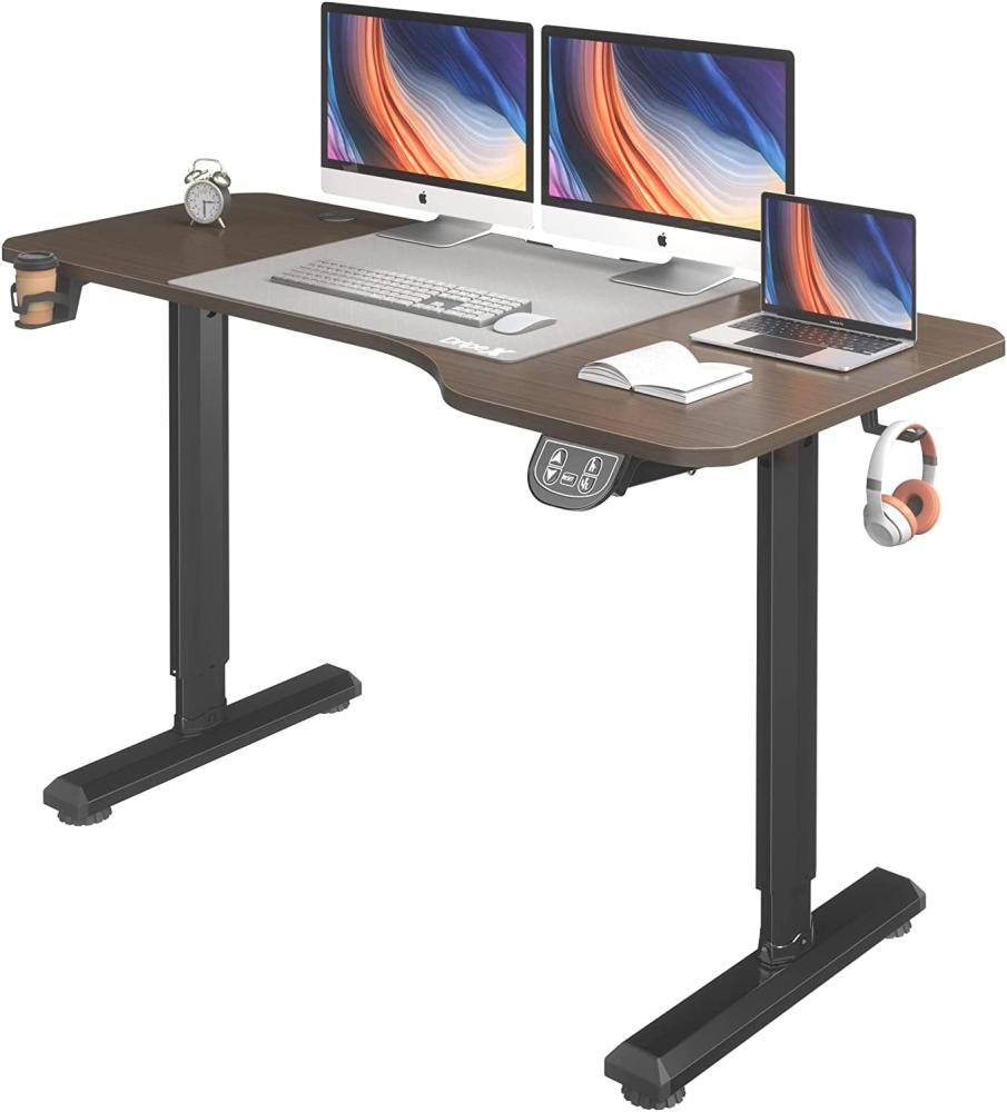 Dripex höhenverstellbarer Schreibtisch elektrisch, 160x75x(71-117) cm, Stehschreibtisch höhenverstellbar, Standing Desk für homeoffice, Nussbaum+Schwarz Bild 1