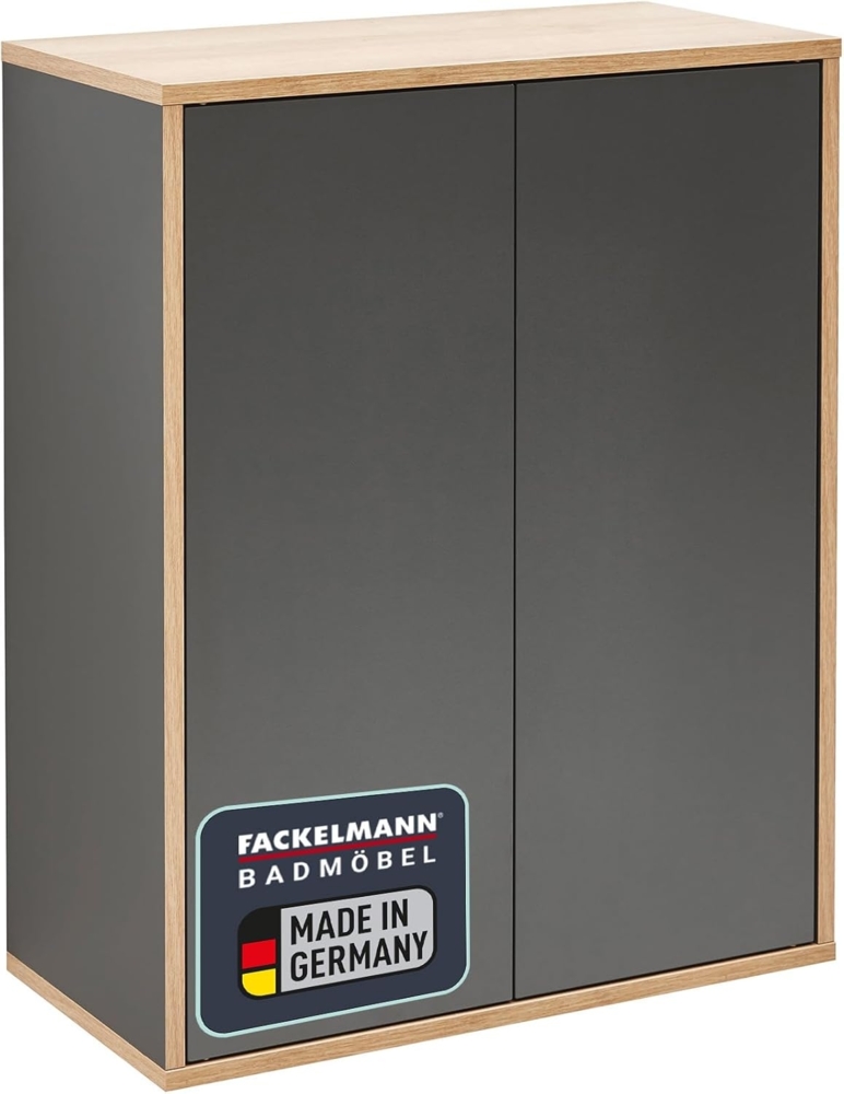 Fackelmann FINN Doppel Midischrank 60 cm, Braun hell/Anthrazit Bild 1