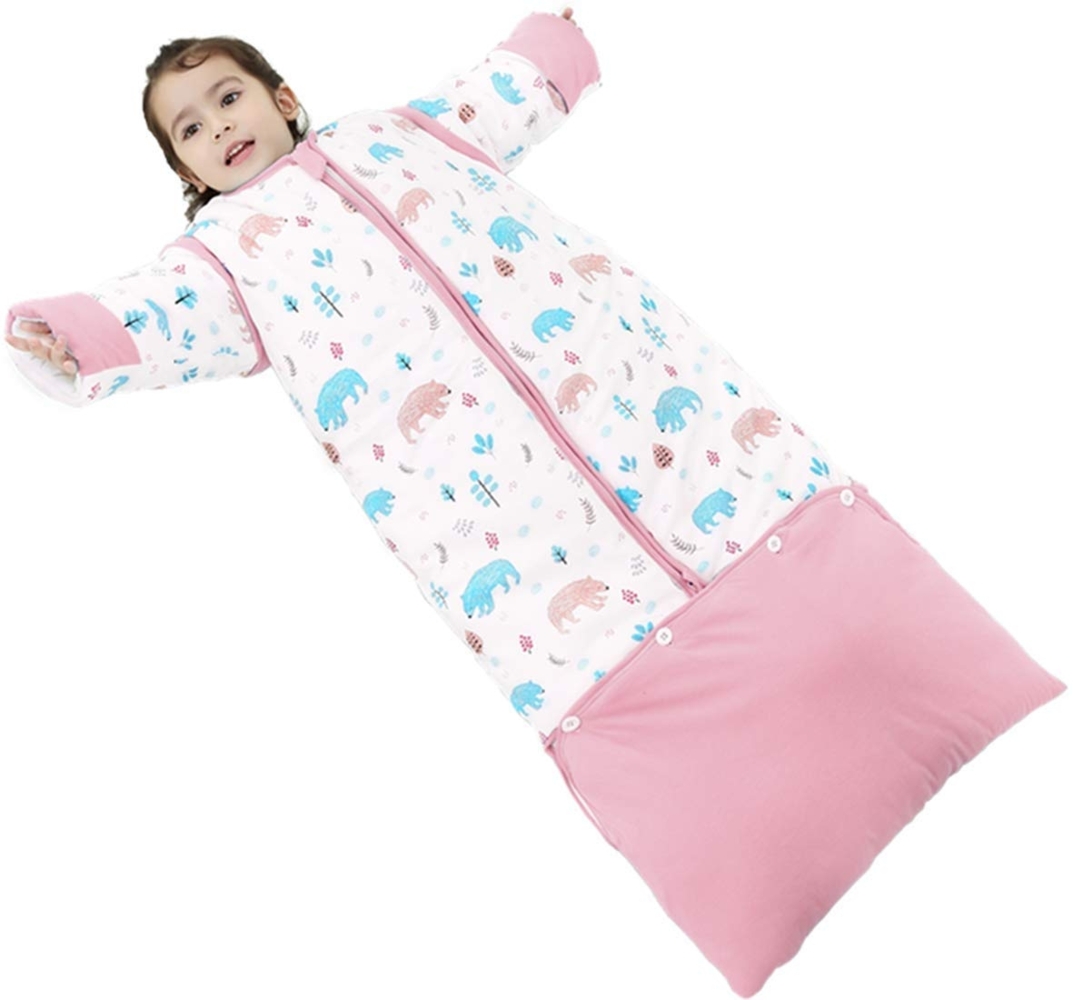 Chilsuessy Baby Winterschlafsack mit abnehmbar Langarm Kinderschlafsack Baby Schlafsack Winter 3.5 Tog Warm gefüttert,Einstellbare Länge (L/Laenge 100cm, Pink/2.5 Tog) Bild 1