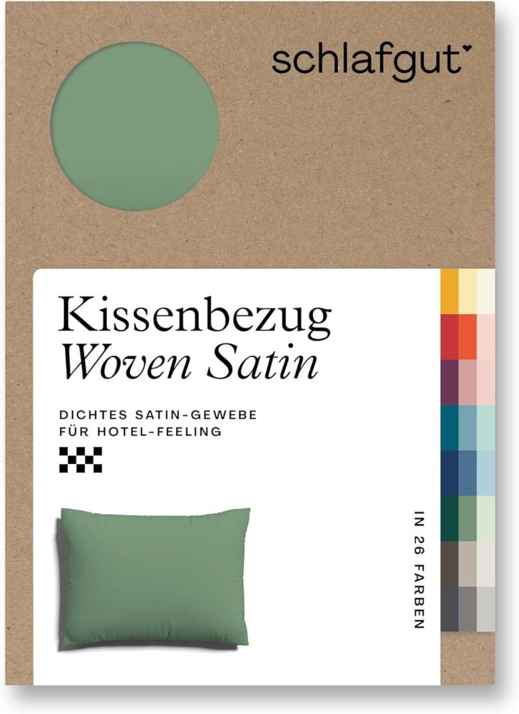 Schlafgut Woven Satin Bettwäsche|Kissenbezug einzeln 60x80 cm| green-mid Bild 1