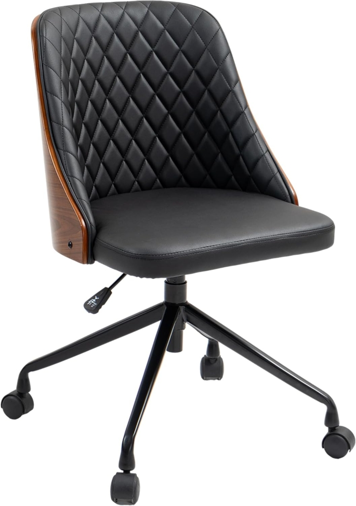 Vinsetto Bürostuhl Schreibtischstuhl Drehstuhl Home-Office-Stuhl höhenverstellbarer ergonomisch 360°-Drehräder Schaumstoff Kunstleder Schwarz 48,5 x 54,5 x 81-87 cm Bild 1