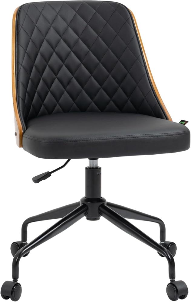 Vinsetto Bürostuhl Schreibtischstuhl Drehstuhl Home-Office-Stuhl höhenverstellbarer ergonomisch 360°-Drehräder Schaumstoff Kunstleder Schwarz 48,5 x 54,5 x 81-87 cm Bild 1