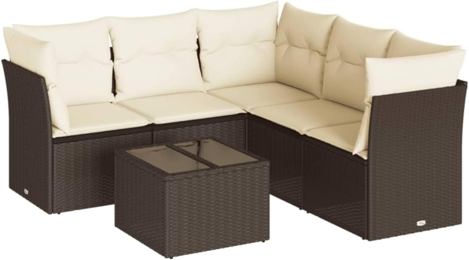 vidaXL 6-tlg. Garten-Sofagarnitur mit Kissen Braun Poly Rattan 3217633 Bild 1