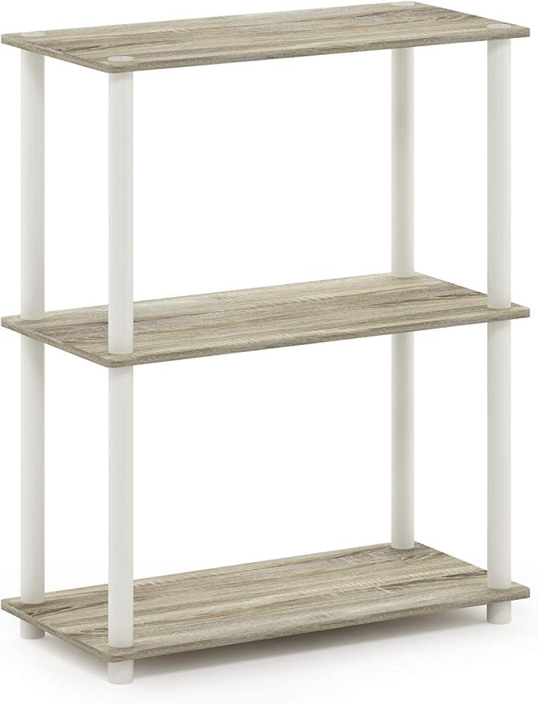 Furinno 3-Ebenen kompaktes Mehrzweck-Regal, holz, Sonoma Eiche/Weiß, 75. 18x59. 94x29. 46 cm Bild 1