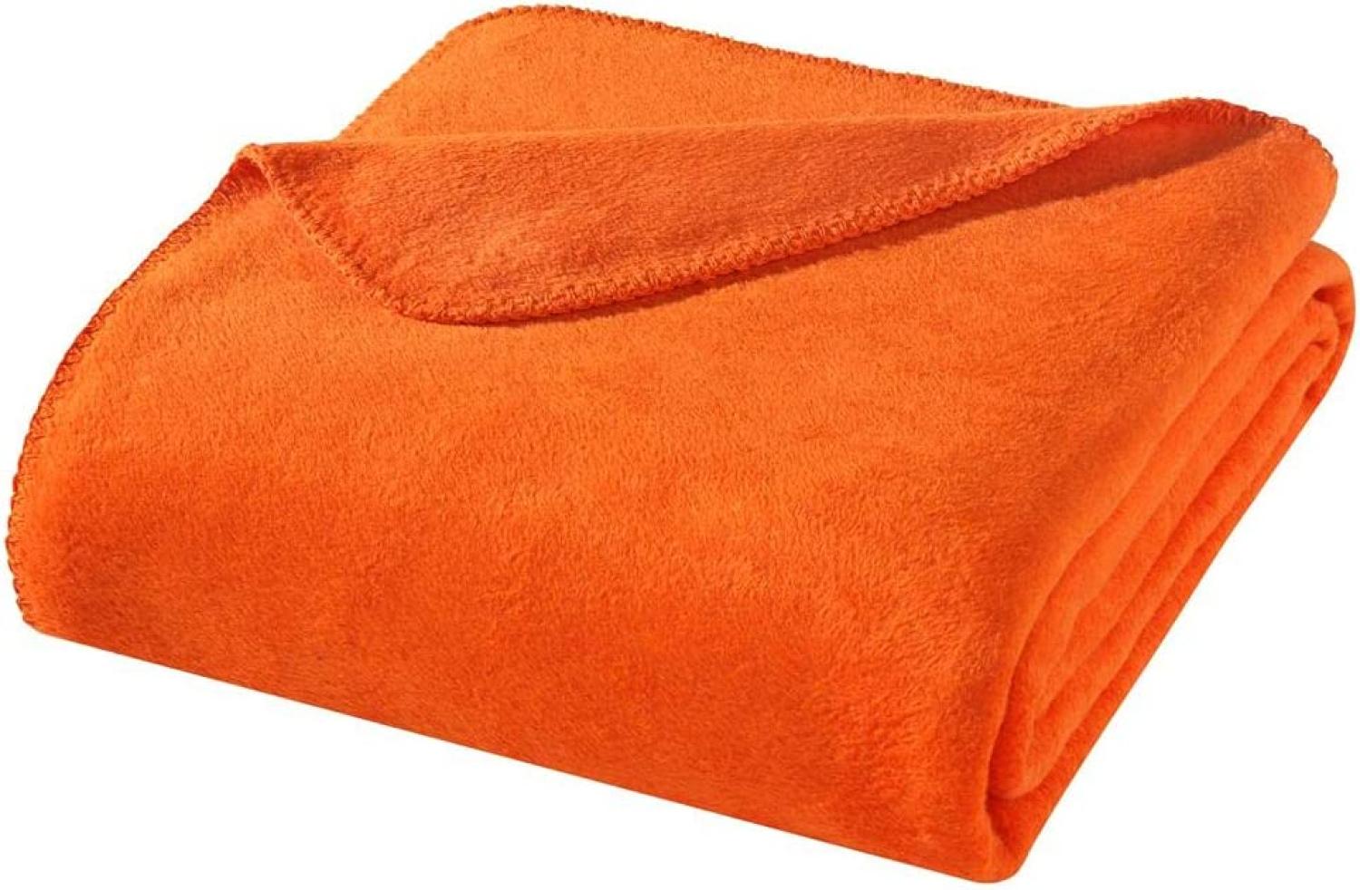 WOHNWOHL Kuscheldecke 150x200cm • weiche Tagesdecke • Sofadecke • Wohndecke • Winterdecke • Ökotex Zertifizierte Baumwolldecke • Farbe: Orange Bild 1