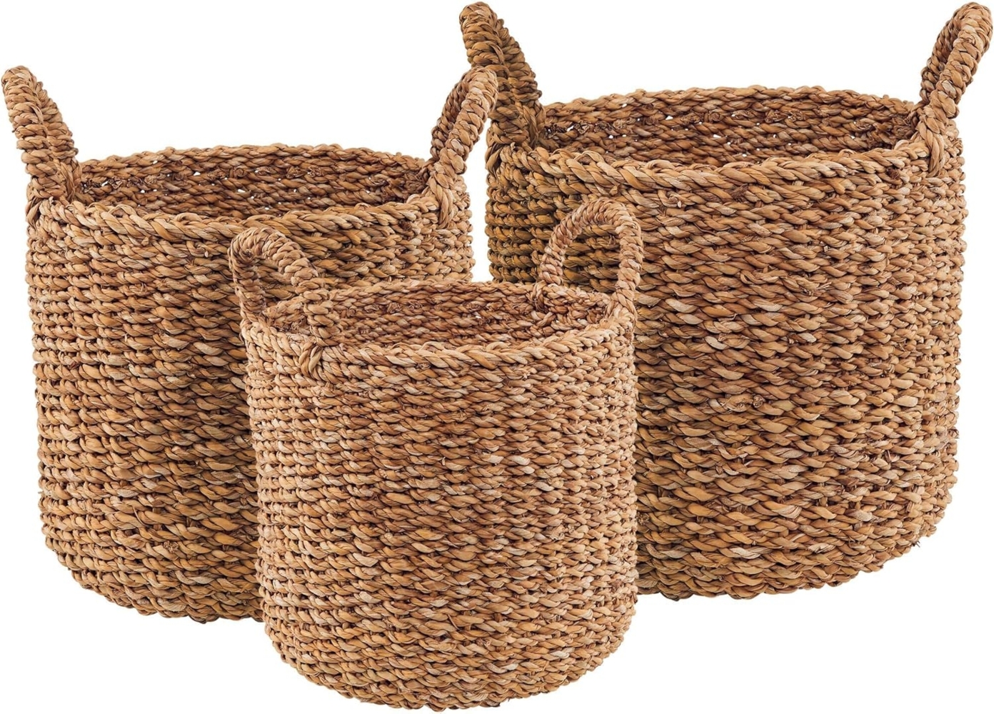 BOLTZE Aufbewahrungskorb Sophy, 3er Set, aus Seegras, Braun, mit Henkel Bild 1