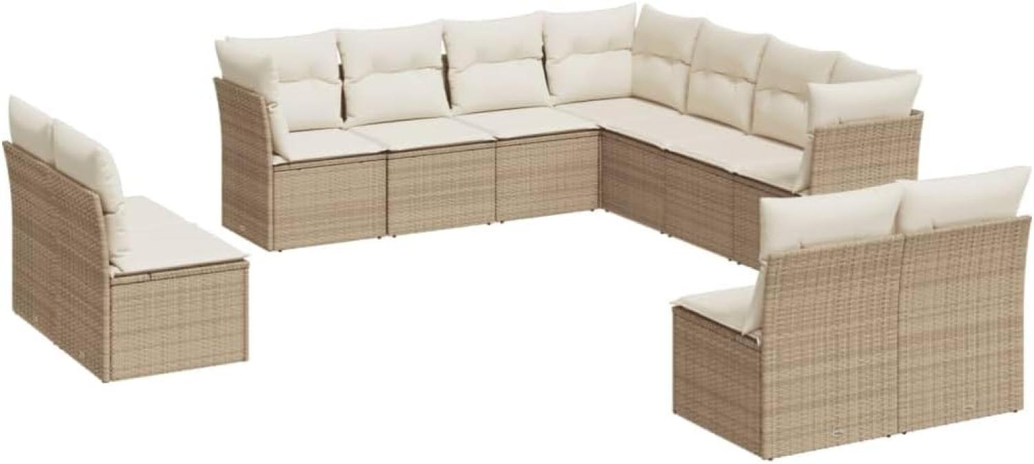 vidaXL 11-tlg. Garten-Sofagarnitur mit Kissen Beige Poly Rattan 3249657 Bild 1