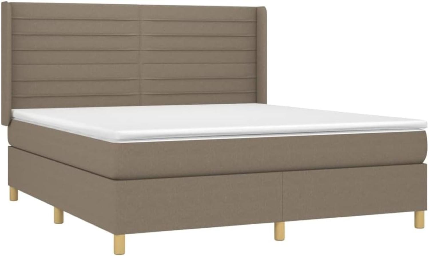 vidaXL Boxspringbett mit Matratze Taupe 160x200 cm Stoff 3132085 Bild 1