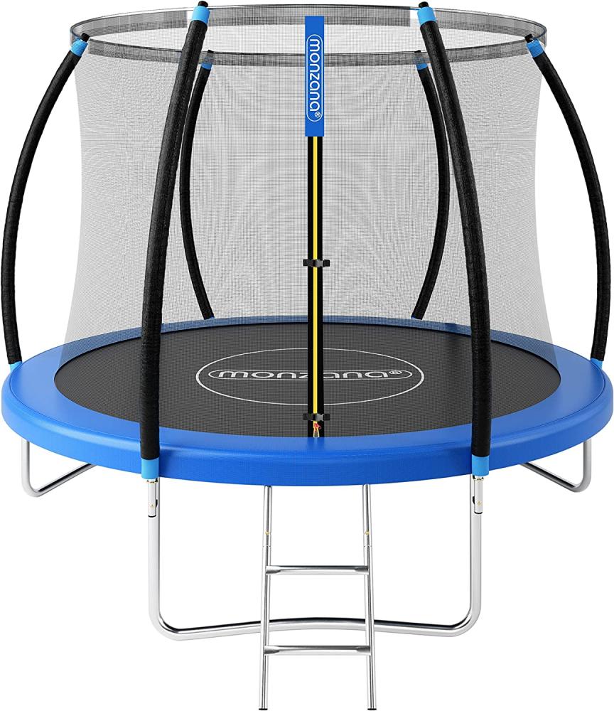 Monzana Trampolin Gartentrampolin, Komplettset inkl. Sicherheitsnetz Innen Leiter Randabdeckung, Schwarz, Ø 244cm Bild 1