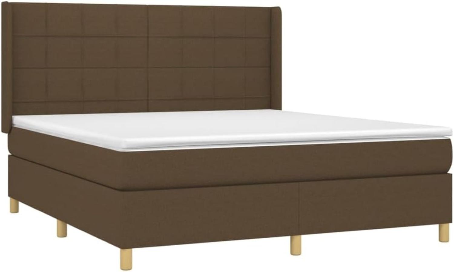 vidaXL Boxspringbett mit Matratze Dunkelbraun 180x200 cm Stoff 3132012 Bild 1