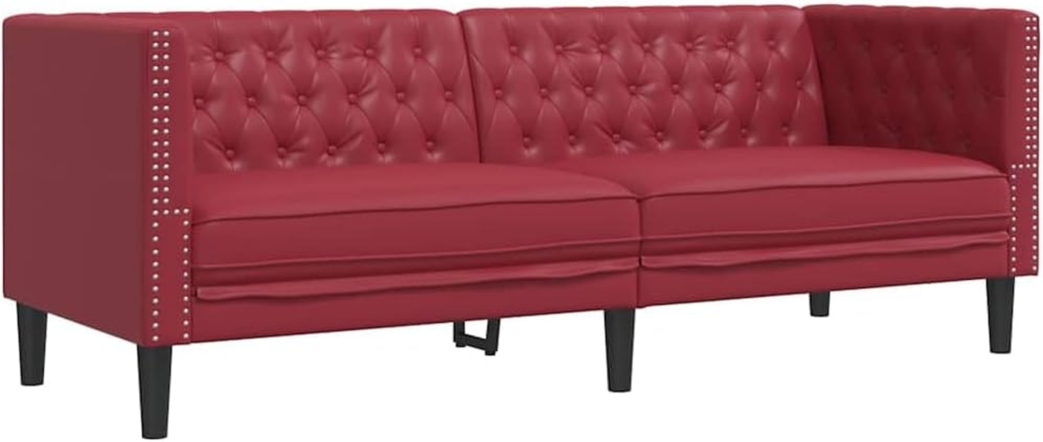 vidaXL Chesterfield-Sofa 3-Sitzer Weinrot Kunstleder 372670 Bild 1
