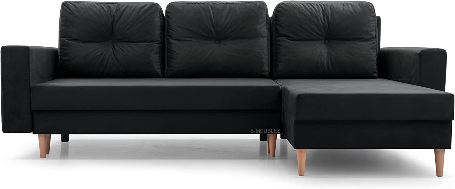 Ecksofa mit Schlaffunktion und Bettkasten Ottomane Links als auch rechts montierbar Couch für Wohnzimmer, Schlafsofa Sofagarnitur Sofa Eckcouch L-Form Wohnlandschaft 232x137x84 cm Carl Schwarz Bild 1