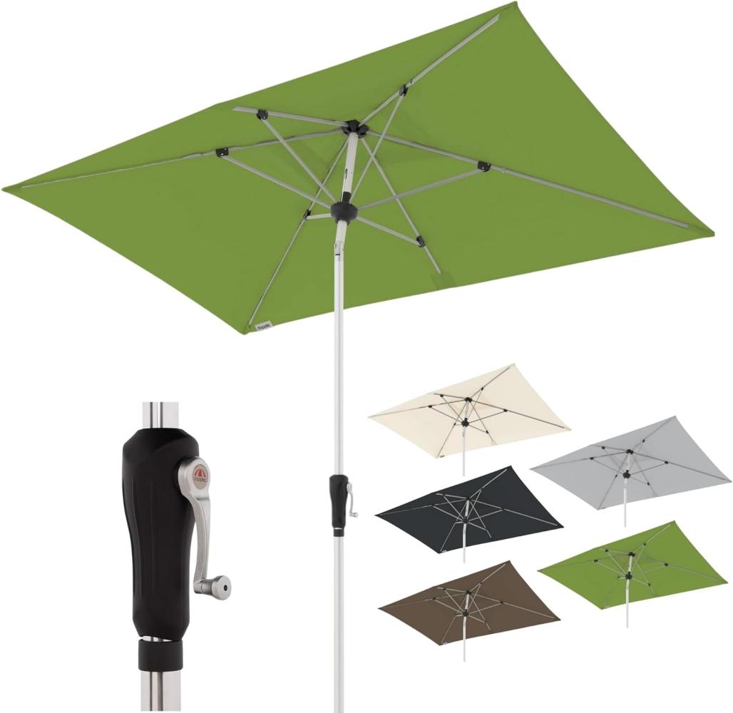 doppler Aluminium Sonnenschirm SL-AZ 220x140 - Rechteckiger Kurbelschirm - Modernes Design - Starker UV-Schutz - 220x140 cm - Frech Green Bild 1