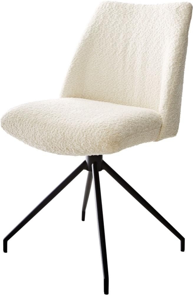 Drehstuhl Elso-Flex Bouclé Weiß Kreuzgestell konisch Schwarz 180° drehbar Taschenfederkern Bild 1