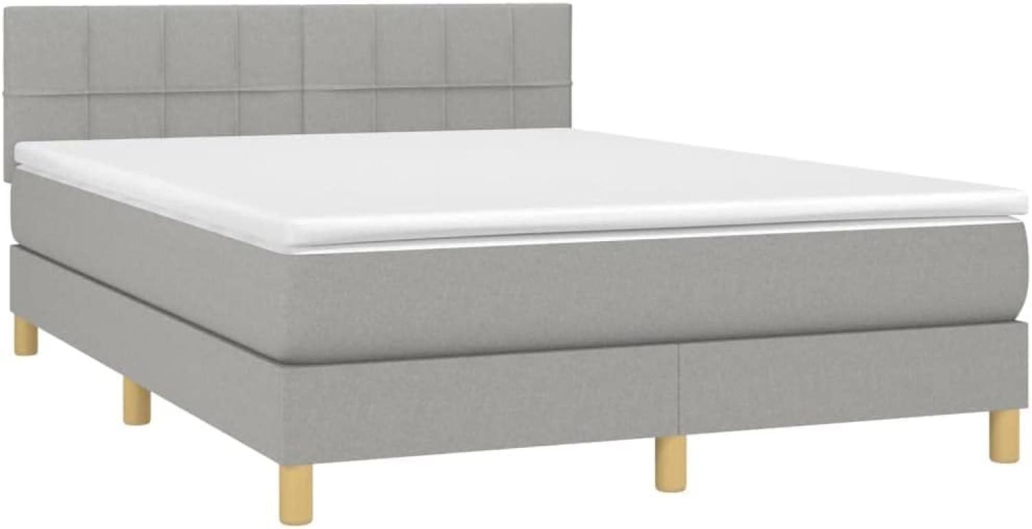 vidaXL Boxspringbett mit Matratze Hellgrau 140x190 cm Stoff 3140609 Bild 1