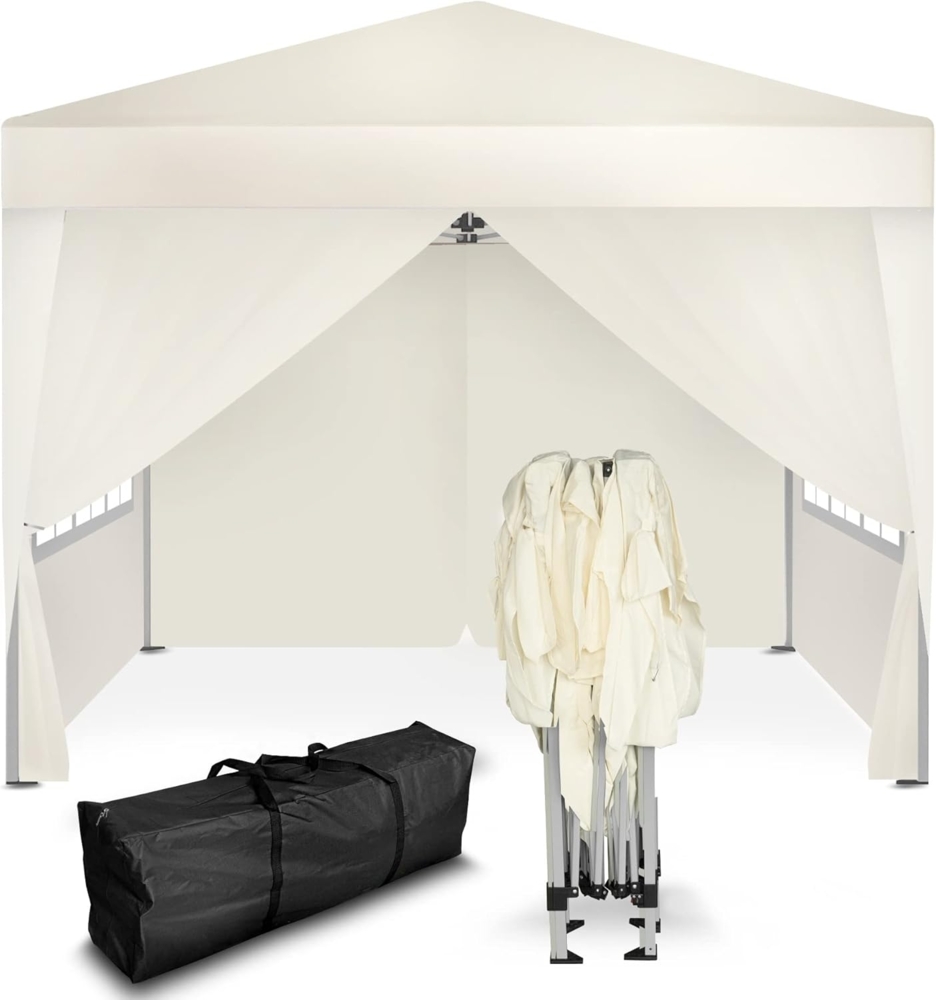 Faltpavillon 3x3 m - wasserdicht - mit 4 Seitenteilen, champagner Bild 1