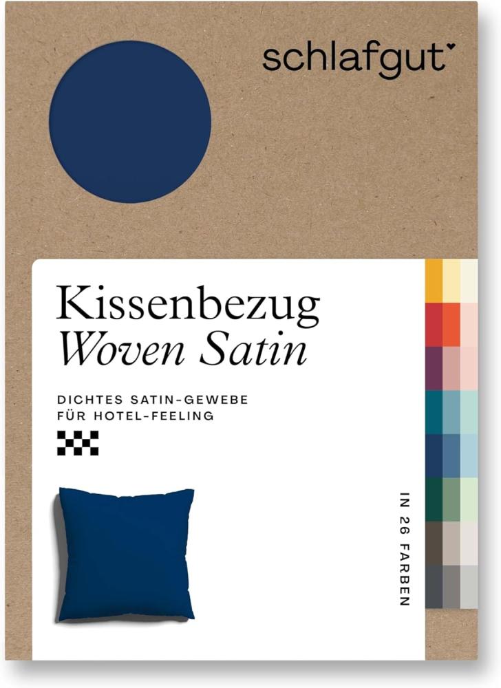 Schlafgut Woven Satin Bettwäsche|Kissenbezug einzeln 80x80 cm| blue-deep Bild 1