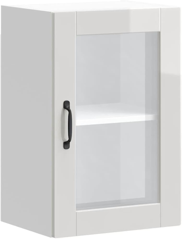 Küchen-Hängeschrank mit Glastür Porto Hochglanz-Weiß 854009 Bild 1