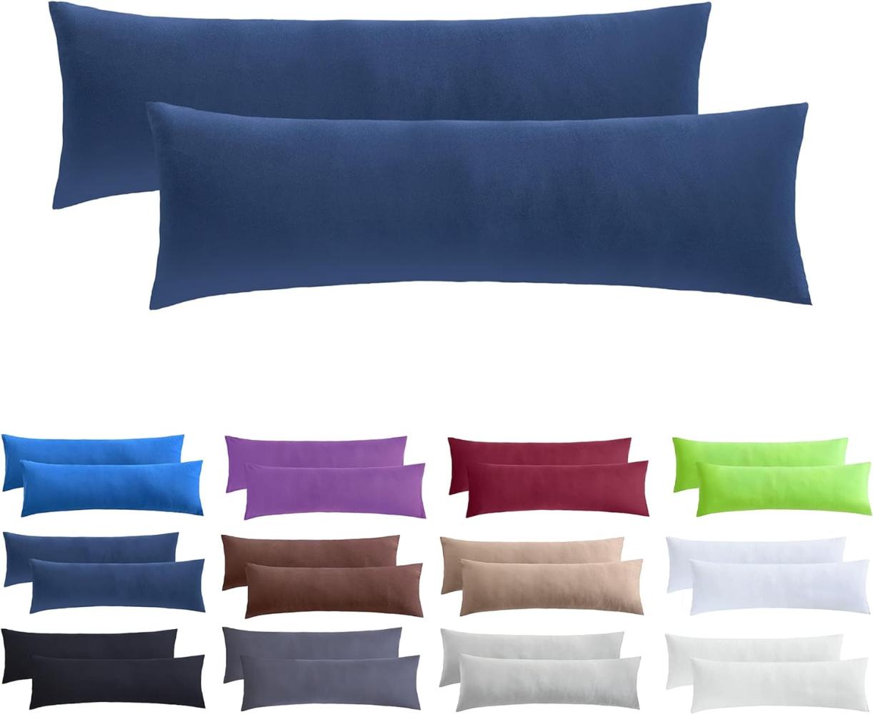 NatureMark 2er Pack Jersey Kissenbezug Kissenhülle Kissenbezüge Seitenschläferkissen Nackenkissen viele Größen und Farben ÖKO-TEX (80 x 80 cm, Navy blau) Bild 1