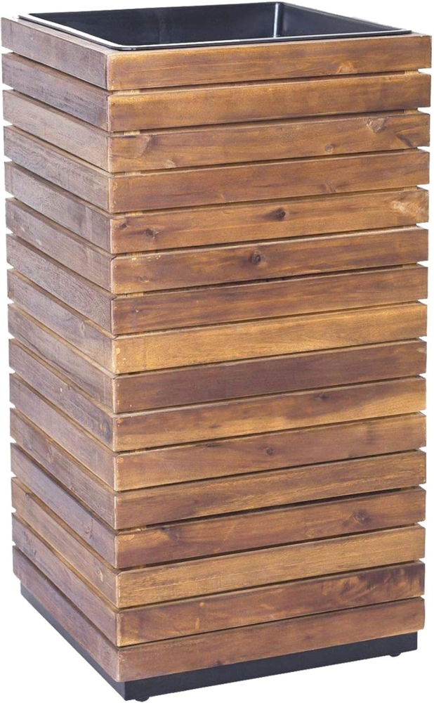 VIVANNO Pflanzkübel Holz BLOCK Säule, Braun Gestreift 43x43x80 cm Bild 1