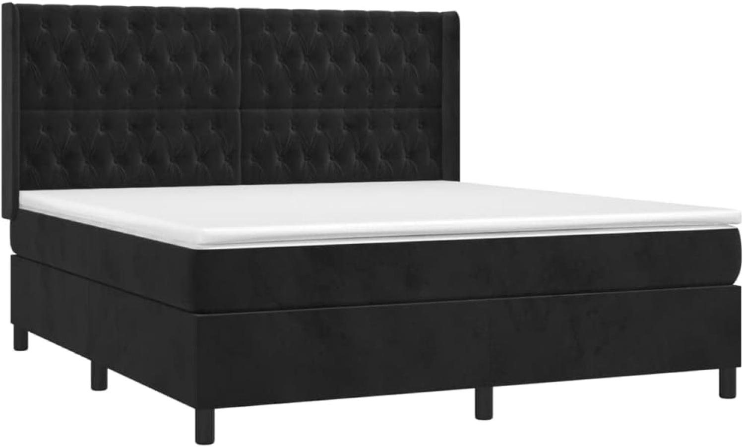 Boxspringbett mit Matratze Schwarz 180x200 cm Samt Bild 1