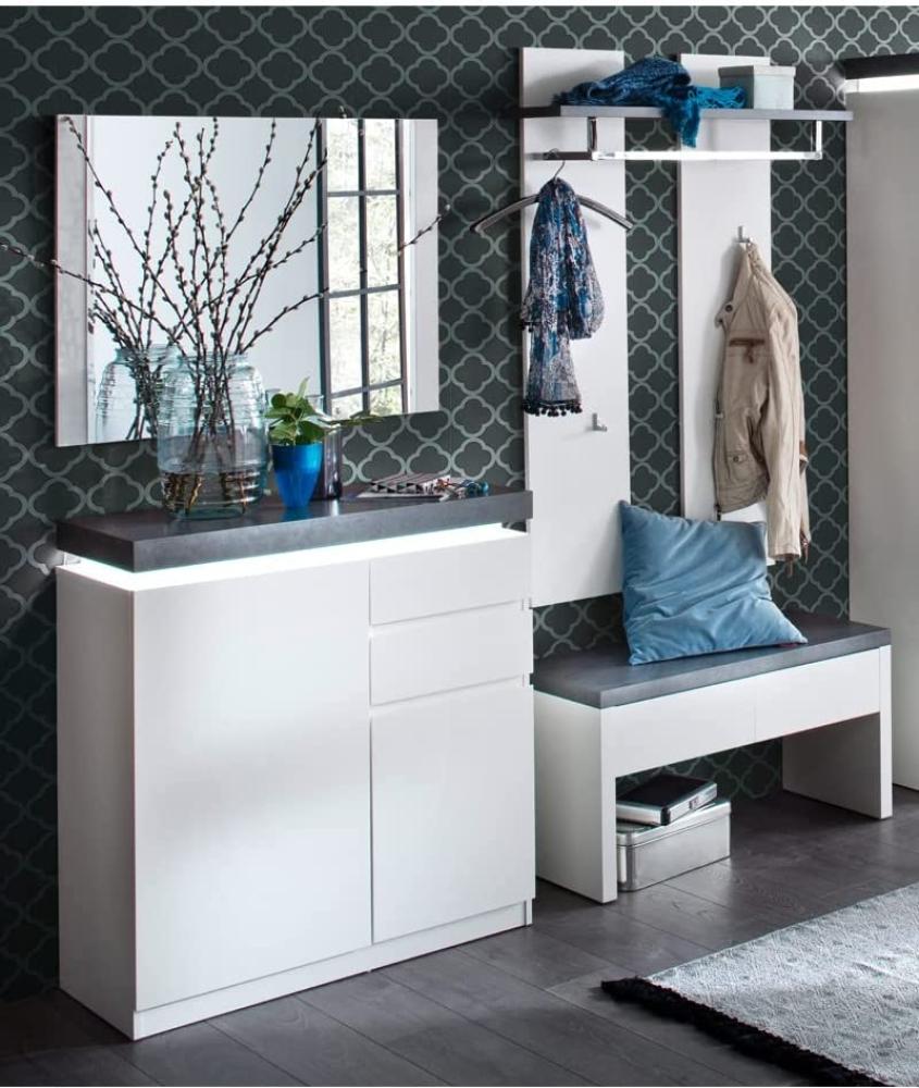 Garderobe Atlee 2 weiß 4-teilig LED Beleuchtung Garderobenmöbel Diele Bild 1