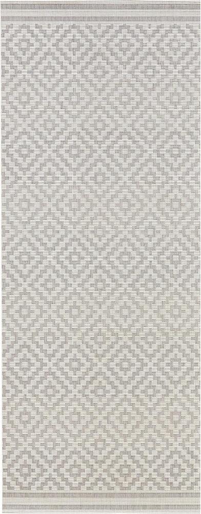 In- & Outdoor Teppich Raute grau/creme - 80x200x0,8cm Bild 1