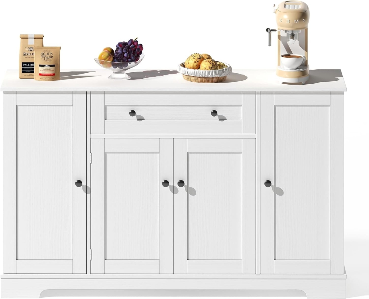 Odikalo Küchenbuffet Sideboard Schrank Schublade Regal Tür Einlegeböden Küche Weiß/Schwarz Bild 1