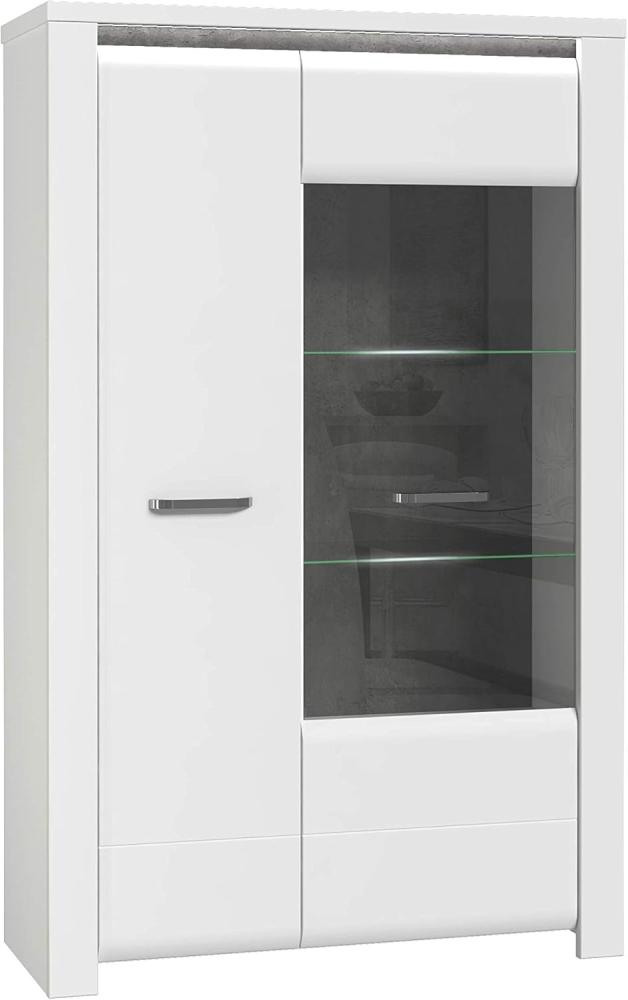 FORTE Brugia Highboardvitrine mit LED Beleuchtung, Holzwerkstoff, Grau/Weiß, 101,4 x 162,3 x 41,9 cm Bild 1