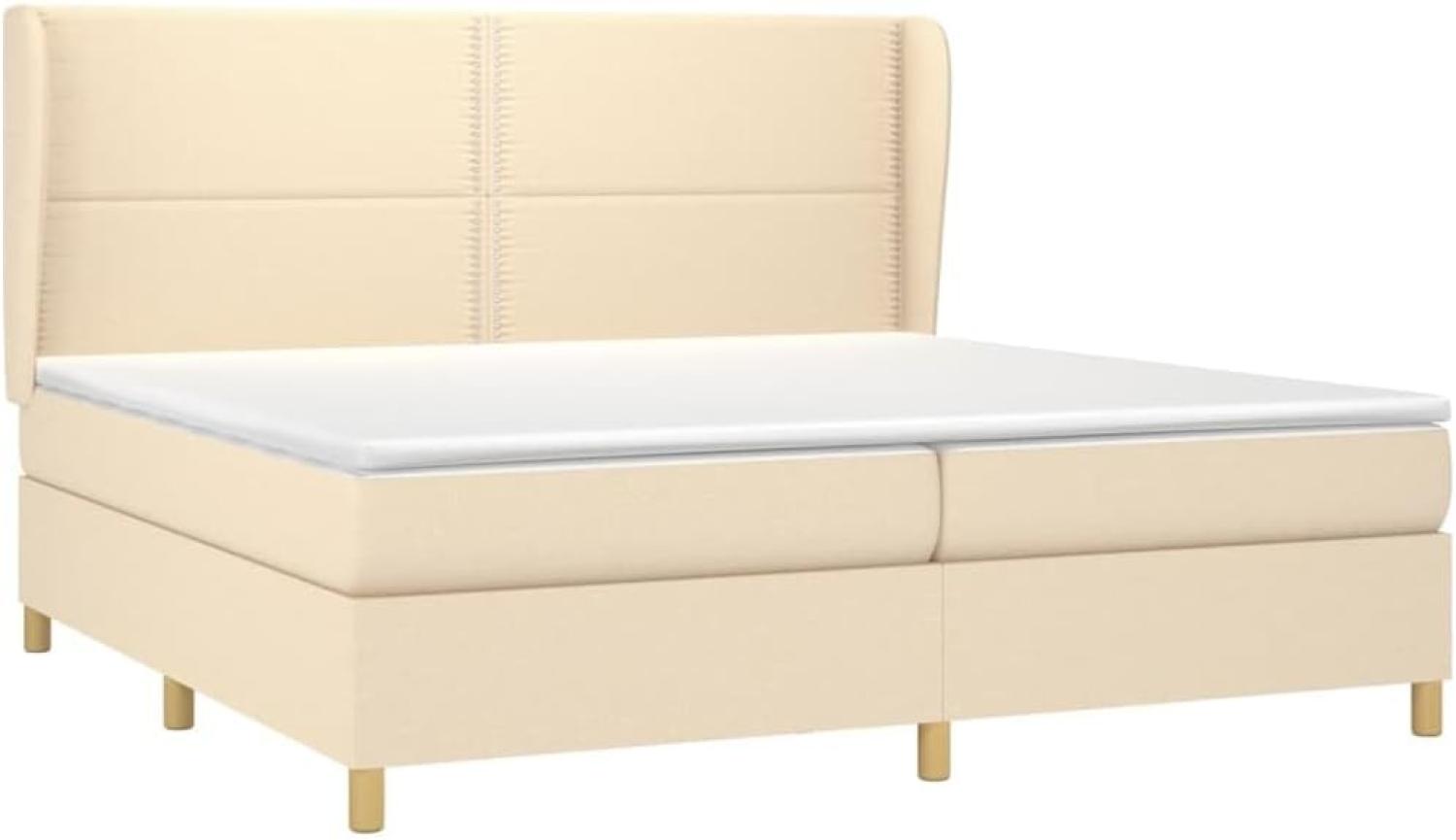 Boxspringbett mit Matratze Stoff Creme 200 x 200 cm, Härtegrad: H2 [3128474] Bild 1