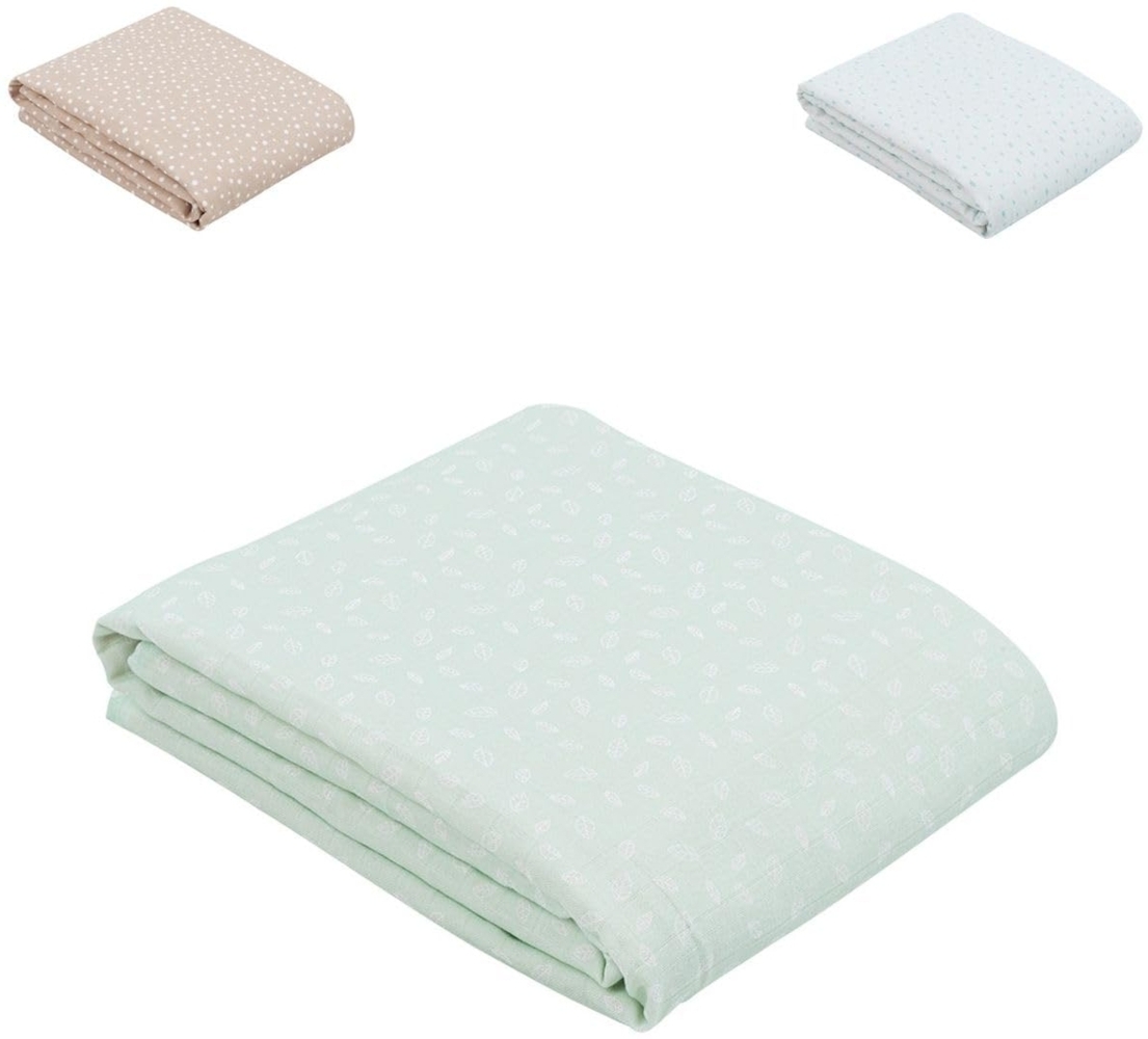 Kikkaboo Babydecke 100x100 cm Musselindecke Babydecke aus Baumwolle, ab Geburt grün Bild 1