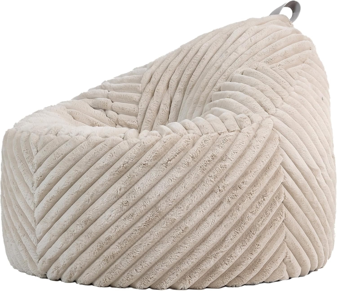 Icon Cocoon Sitzsack, Flauschig, mit Füllung, Kunstfell Beige, 73 x 87 x 87 cm Bild 1