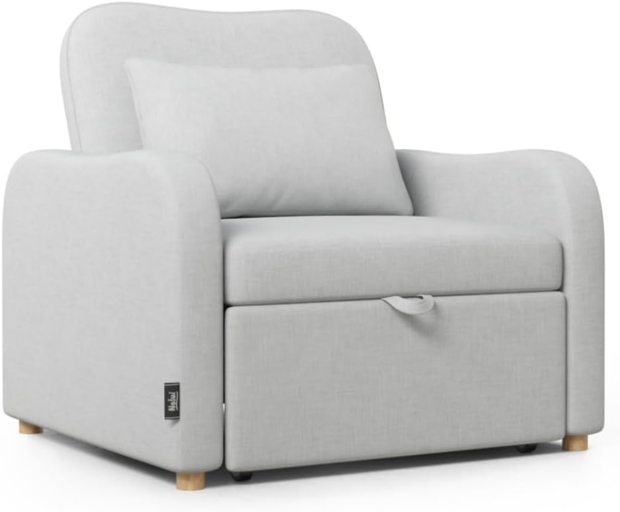 Nalui Buddy 1-Sitzer-Sofa, 3-in-1, 92 x 97 x 90 cm, mit Verstellbarer Rückenlehne, 2 Positionen und Kissen, Einzelschlafsofa aus Leinen, belastbar bis 200 kg, Liegesessel mit Armlehnen, Hellgrau Bild 1