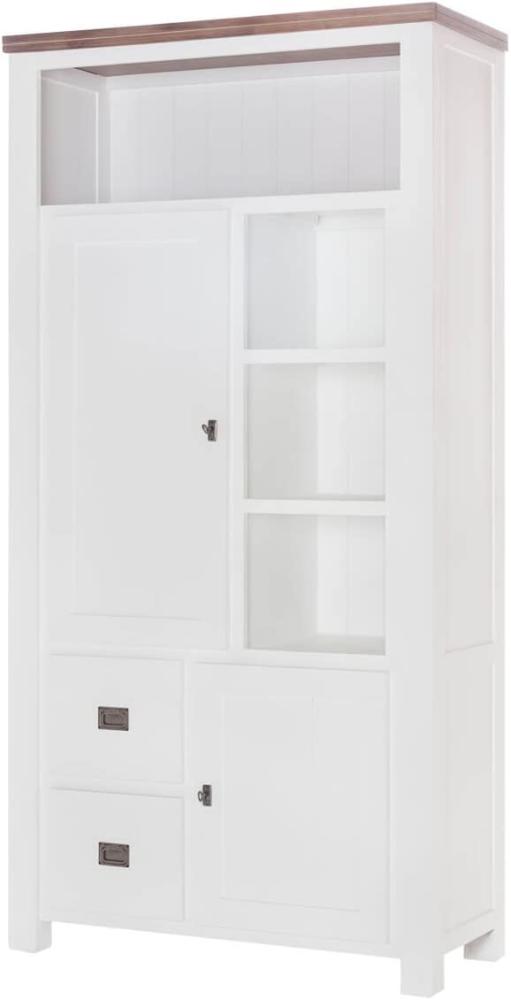 Highboard Lyron in Akazie massiv Weiß / Braun 100 cm Bild 1