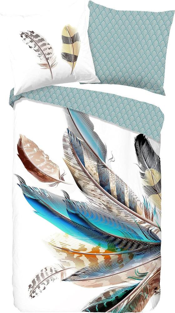 good morning Renforcé Bettwäsche 3 teilig Bettbezug 200 x 200 cm Kopfkissenbezug 80 x 80 cm Feather 30075.99.13 Multi Bild 1