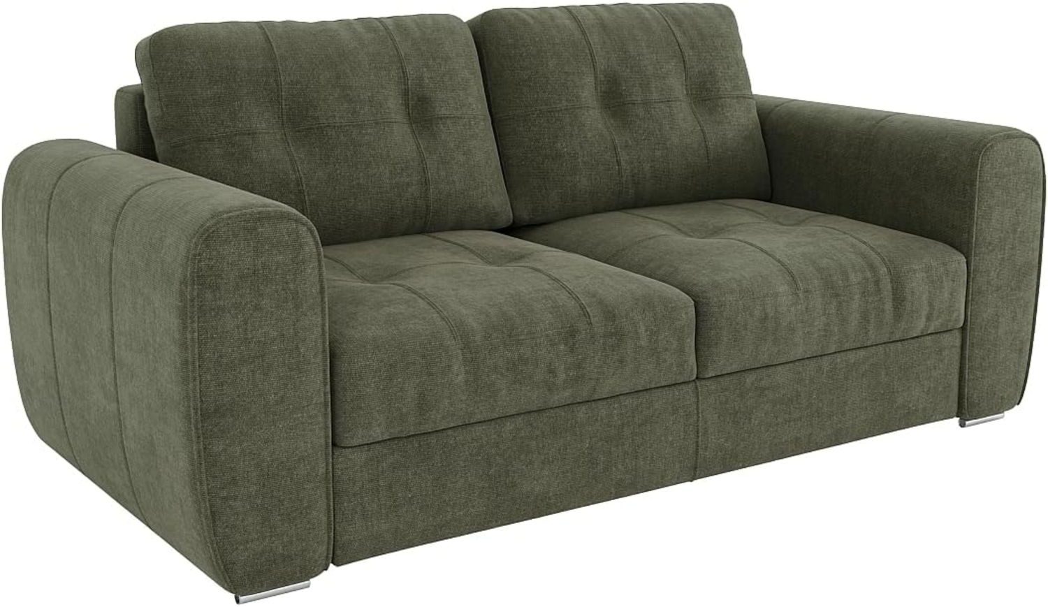 Vente-unique - Schlafsofa mit Matratze 3-Sitzer - Stoff - Grün - Liegefläche 140 cm - Matratze 14 cm - BOLIPO Bild 1