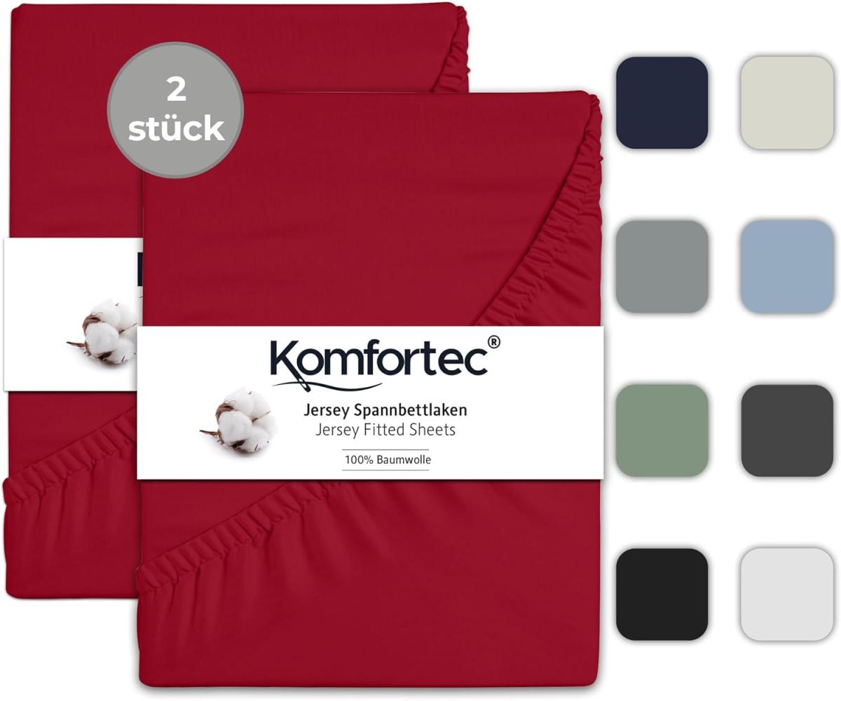 Komfortec Spannbettlaken Jersey Spannbettuch, 90x200, 140x200, 160x200, 180x200 oder 200x200 cm, 100% Baumwolle (135 g/m), Gummizug: Rundum, (2 Stück), OEKO-TEX® Standard 100 Zertifisiert, für Matratzen bis 25 cm Höhe Bild 1