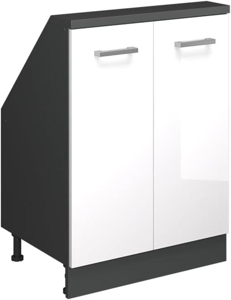 Dachschrägenschrank Rion Weiß Hochglanz/Anthrazit mit 2 Türen Vicco Bild 1