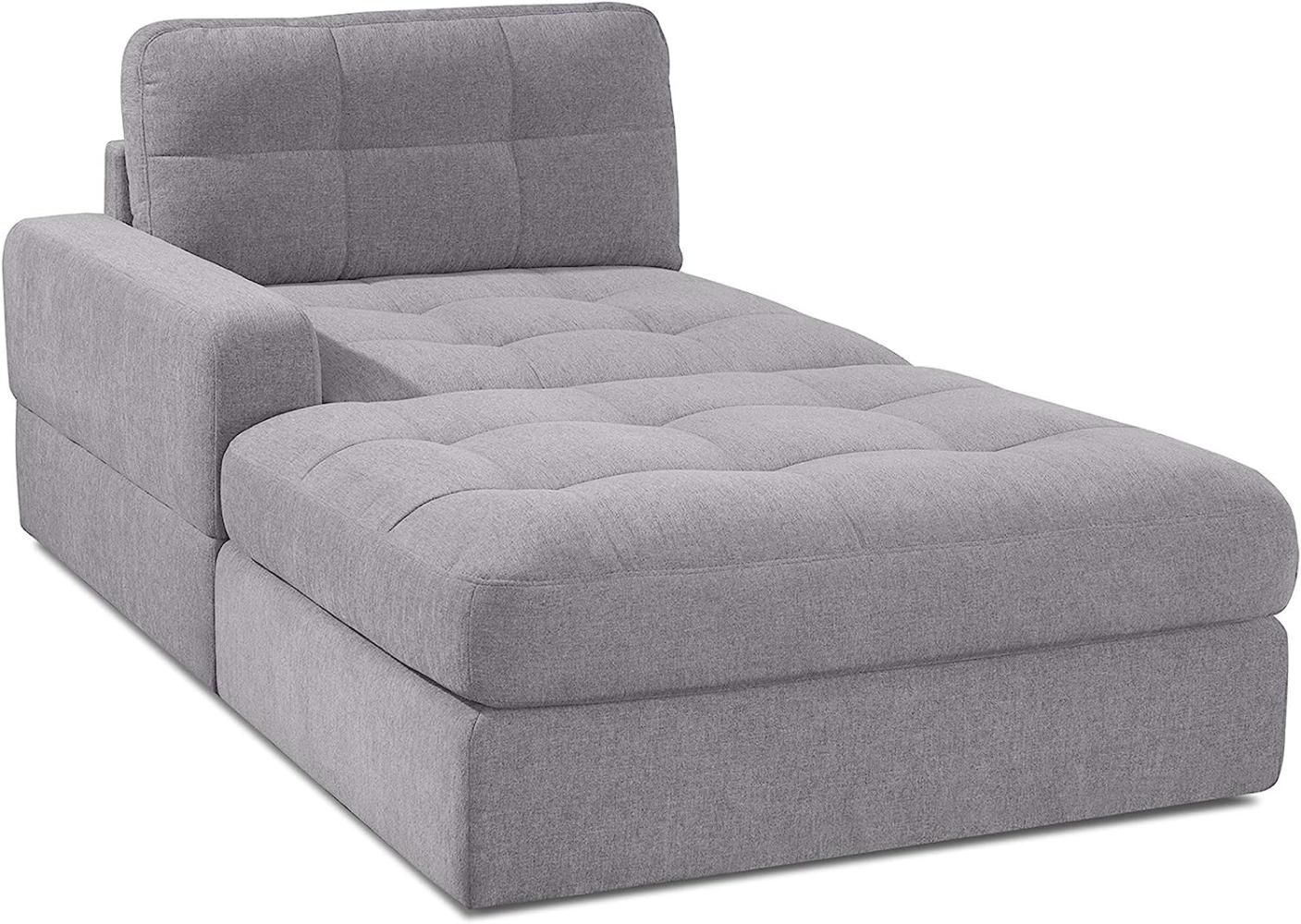 CAVADORE Sofa-Modul Faro / Longchair mit Armteil links / Recamiere passend zu den Couch-Modulen Faro / 112 x 88 x 195 / Chenille, hellgrau Bild 1