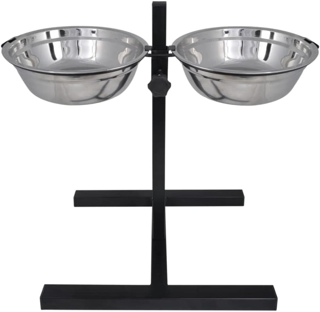 vidaXL Napfständer Futternapf höhenverstellbar, Edelstahl / Stahlrohr silber / schwarz, 2 x 4,1L Bild 1