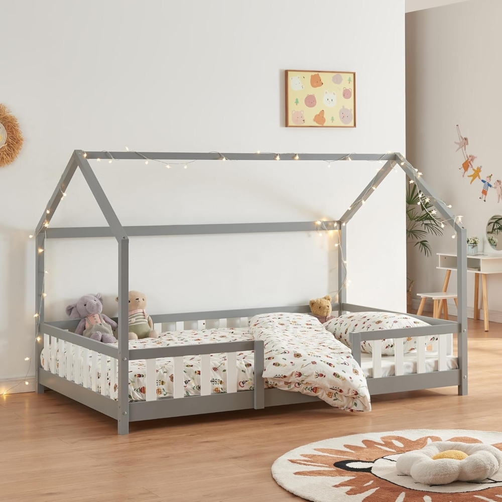 Kinderbett Sisimiut 140x200 cm Hellgrau / Weiß [en. casa] Bild 1