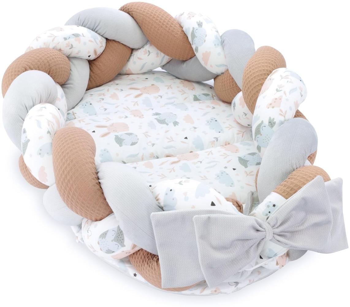 Totsy Baby Kindersicherung Babynest Neugeborene Nestchen Baby – Velvet Kuschelnest mit Zopf Bild 1