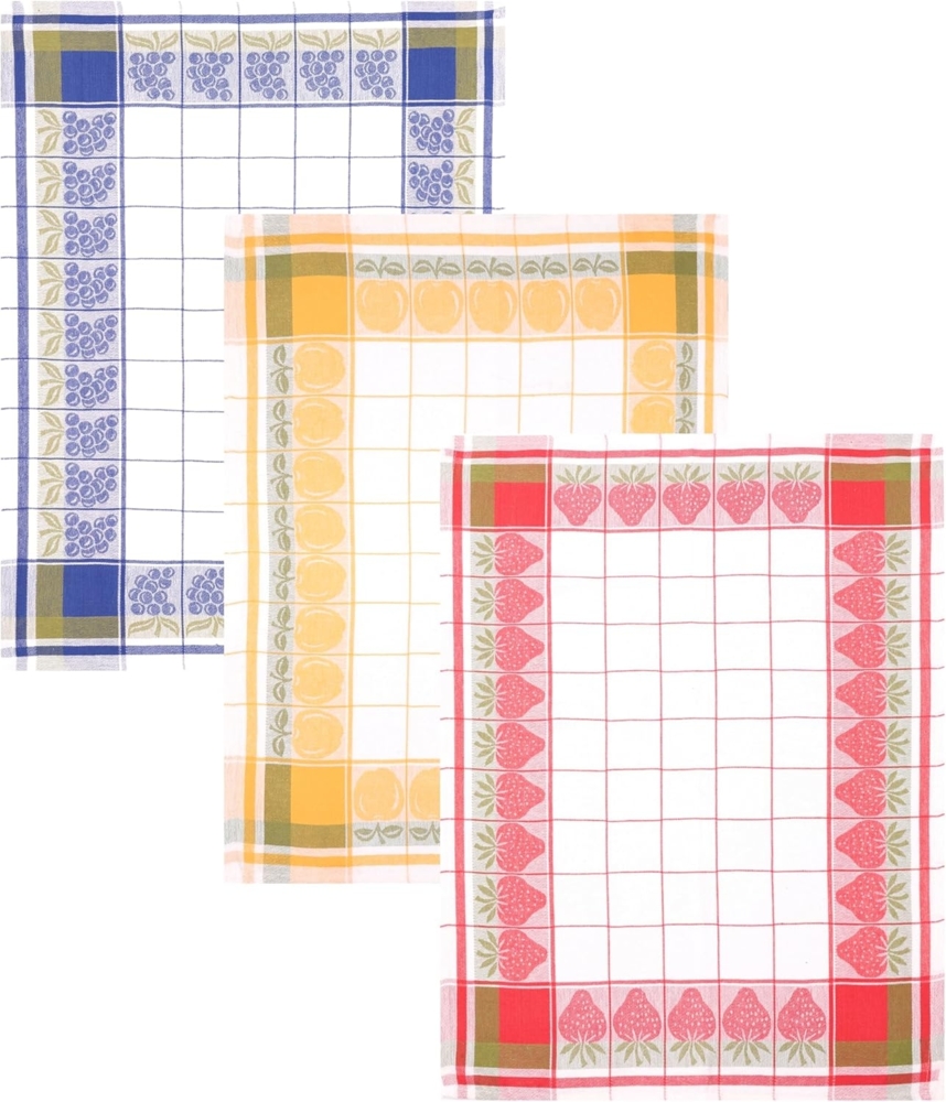 Betz Geschirrtuch 3 Stück Geschirrtücher Halbleinen Küchenhandtuch Früchte Gr 50x70 cm, (Set, 3-tlg, 3 Geschirrtücher), Halbleinen Bild 1