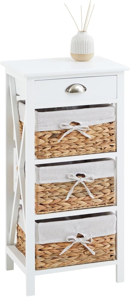 IDIMEX Nachtkommode NUCSO, Nachttisch mit 3 Körben Landhausstil Nachtkonsole Beistelltisch Weiß Bild 1