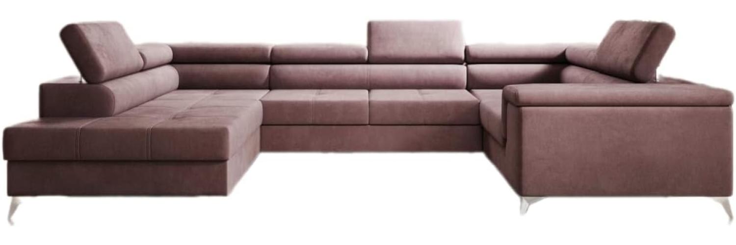 Designer Sofa Torino mit Schlaf- und Klappfunktion Samt Rosé Links Bild 1