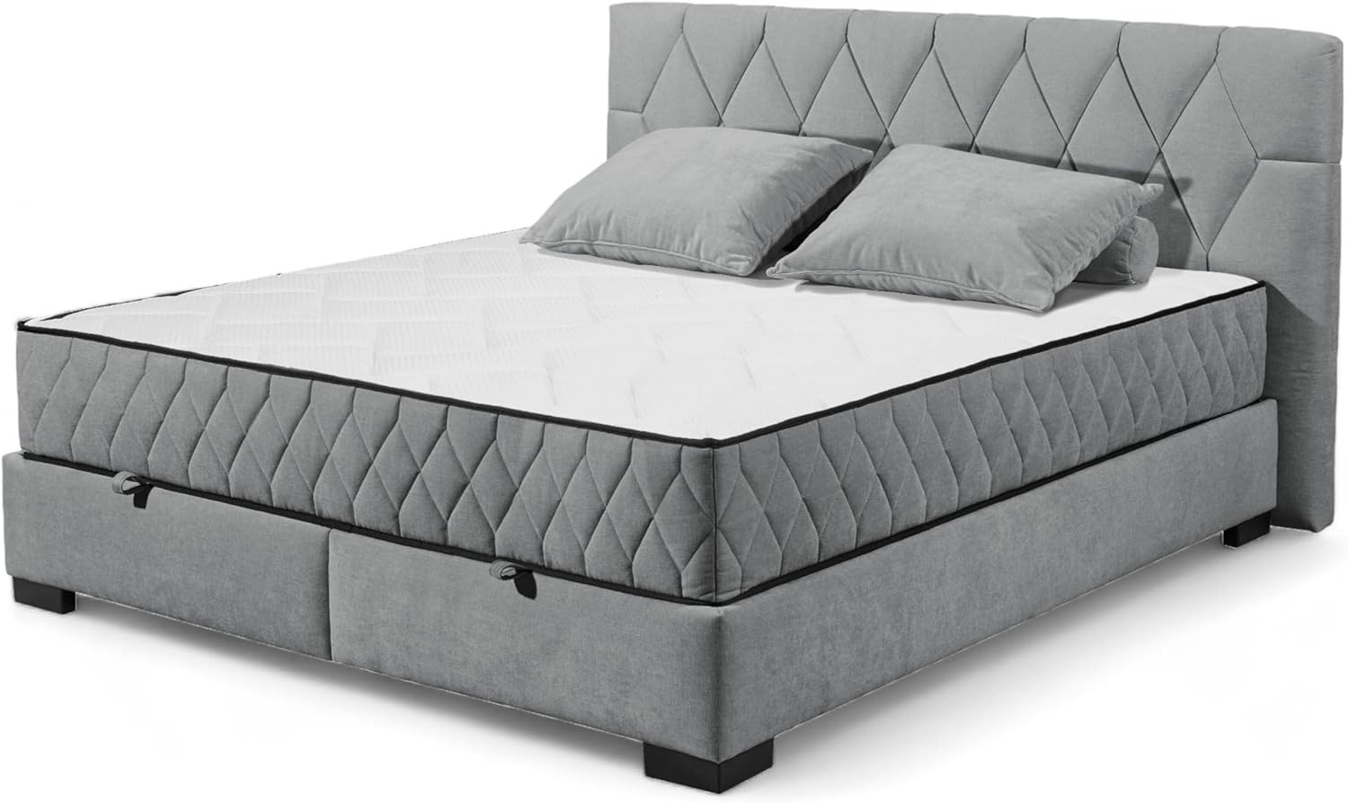 NAGOL B Boxbett 180x200, Anthrazit - Bequemes Doppelbett mit Bettkasten und Premium 9-Zonen-Federkern Wendematratze - 205 x 114 x 214 cm (B/H/T) Bild 1